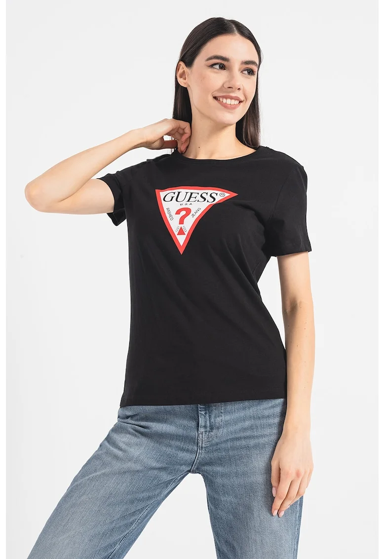 Tricou din bumbac cu imprimeu logo, Rosu/Alb/Negru