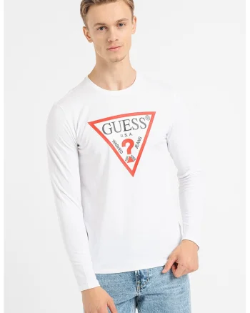 Bluza slim fit de bumbac cu imprimeu logo, Rosu/Alb