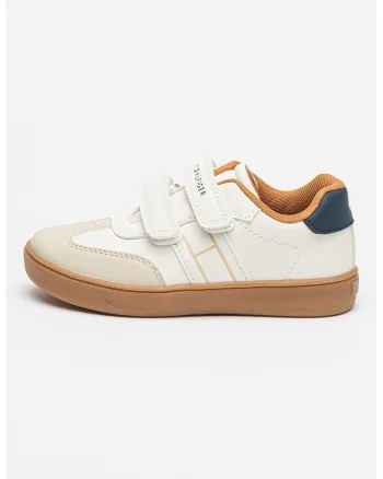 Pantofi sport low-cut cu velcro, Gri deschis/Caramel/Alb murdar
