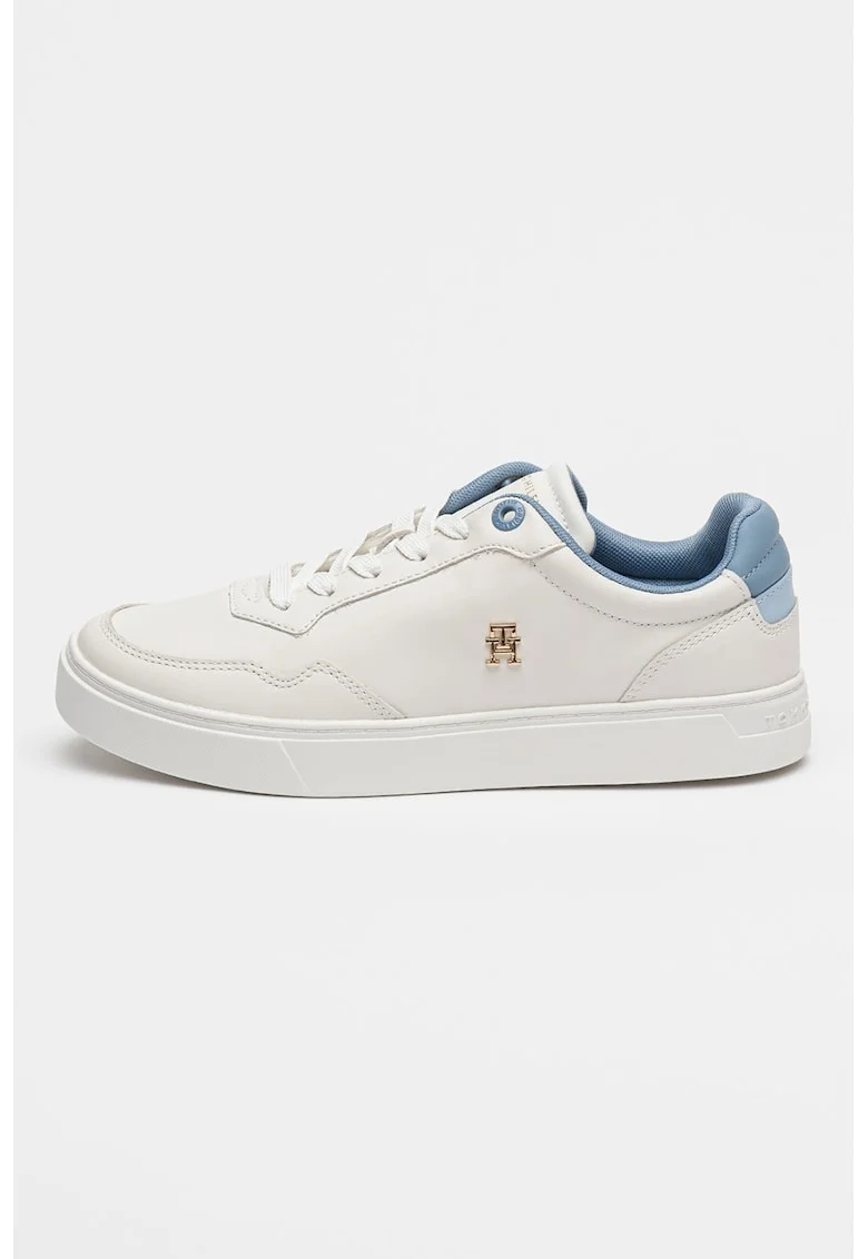 Pantofi sport de piele cu logo, Albastru lavanda/Alb optic