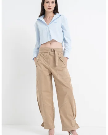 Pantaloni baggy cu buzunare supradimensionate, Maro nisip