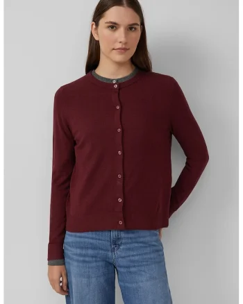 Cardigan uni cu nasturi, Visiniu