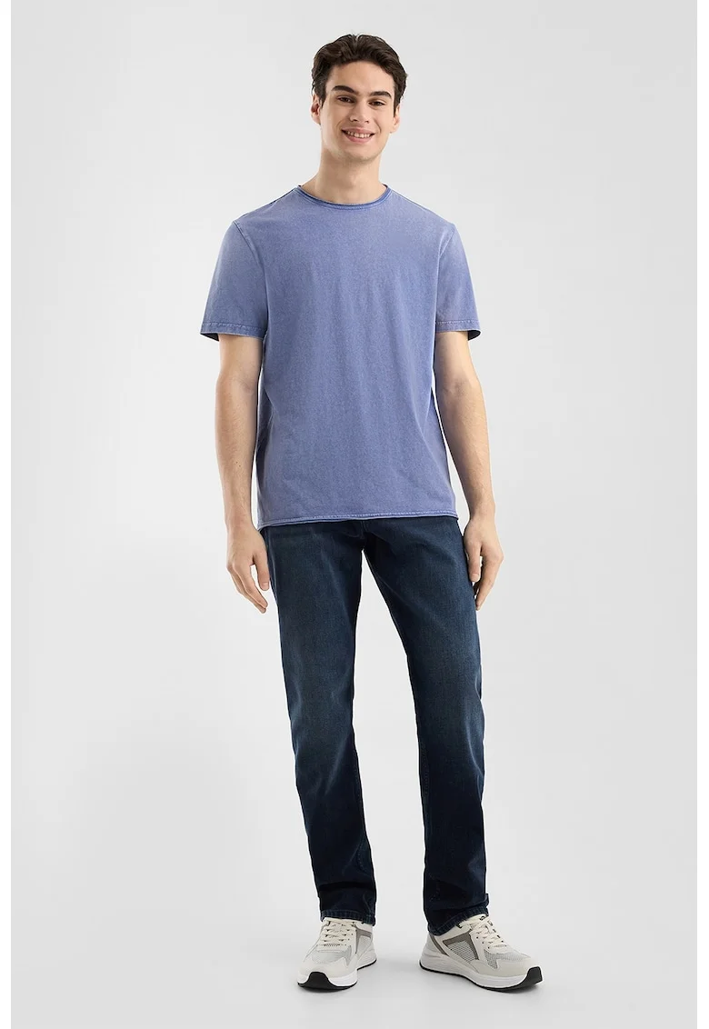 Tricou uni cu decolteu la baza gatului, Albastru lavanda