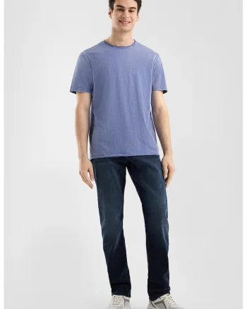 Tricou uni cu decolteu la baza gatului, Albastru lavanda