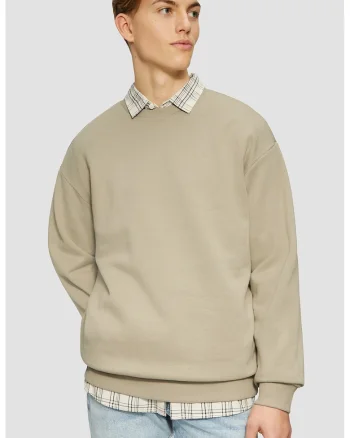 Bluza de trening regular-fit cu decolteu la baza gatului, Maro nisip