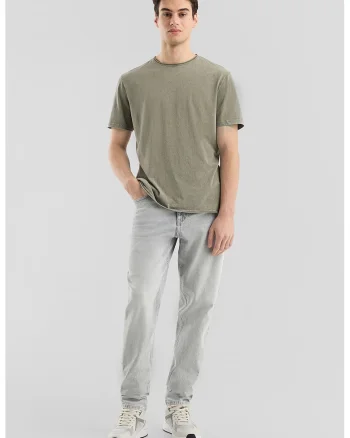 Tricou uni cu decolteu la baza gatului, Kaki