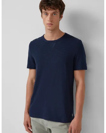 Tricou din bumbac cu decolteu la baza gatului, Bleumarin