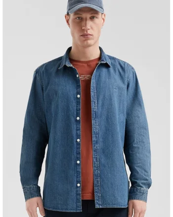 Camasa de denim cu maneci lungi, Albastru inchis