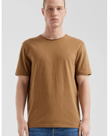Tricou uni cu decolteu la baza gatului, Caramel