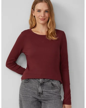 Bluza uni cu decolteu rotund, Rosu inchis
