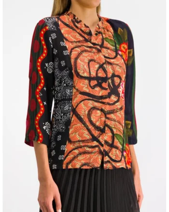 Camasa cu imprimeu floral si geometric Jenica, Multicolor
