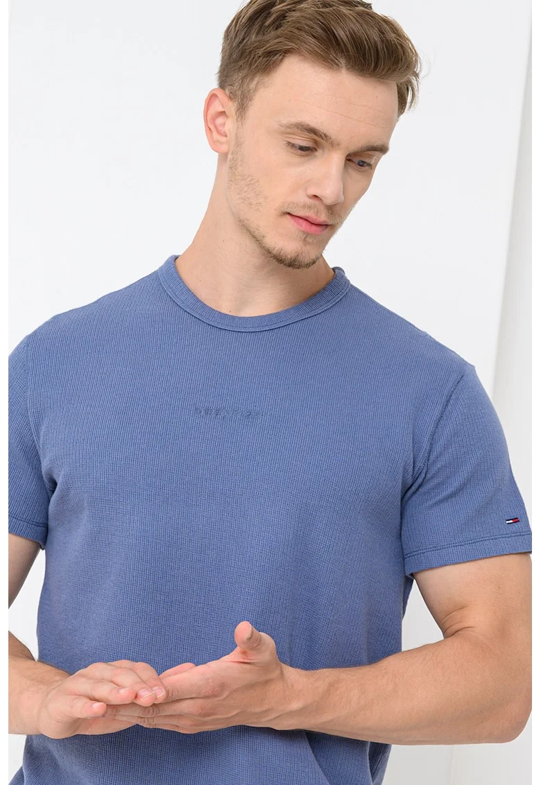 Tricou slim fit de bumbac, Albastru prafuit