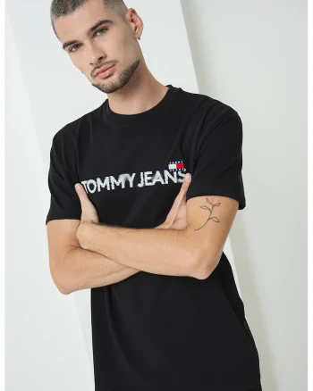 Tricou de bumbac cu imprimeu logo, Negru