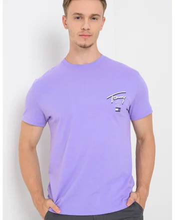 Tricou de bumbac Signature City, Alb/Lila