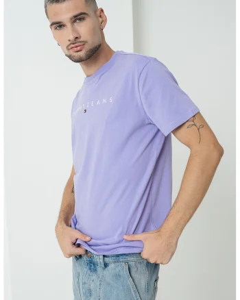 Tricou de bumbac cu logo brodat, Lila