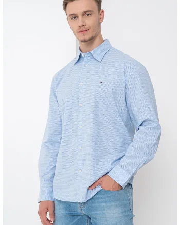 Camasa regular fit cu model geometric, Albastru lavanda