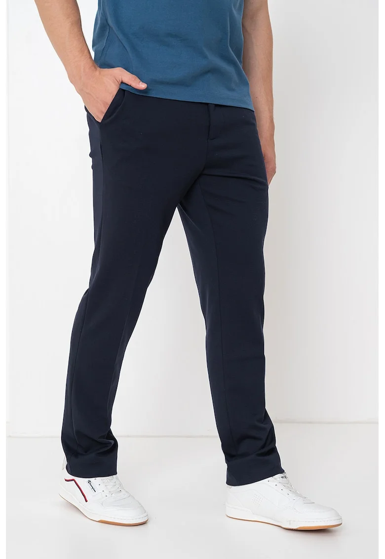 Pantaloni slim fit cu talie medie, Albastru ultramarin
