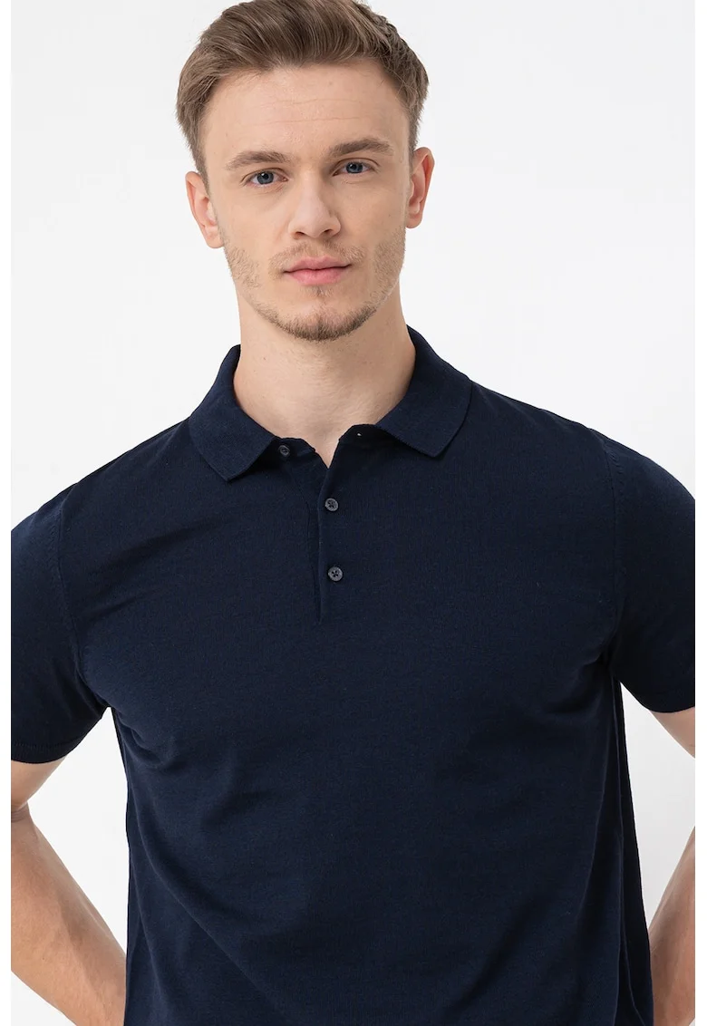 Tricou polo din amestec de bumbac organic, Albastru ultramarin
