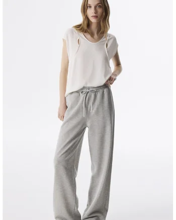 Pantaloni relaxed fit de trening cu snur, Gri deschis
