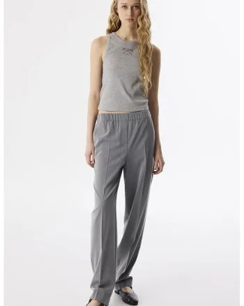 Pantaloni relaxed fit cu pliuri, Gri