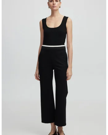 Pantaloni crop cu buzunare laterale, Negru