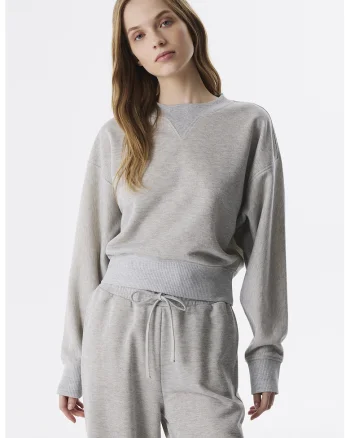 Bluza de trening din amestec de bumbac cu maneci cazute, Gri