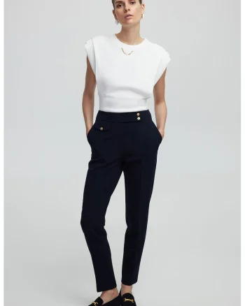 Pantaloni slim fit cu pensa, Albastru ultramarin