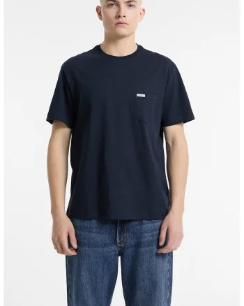 Tricou din bumbac cu buzunar pe piept, Albastru ultramarin