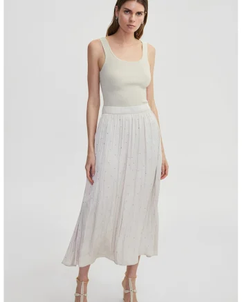 Rochie cu buzunare si strasuri, Bej deschis