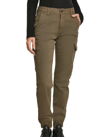 Pantaloni cargo cu talie medie, Verde feriga