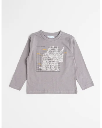 Bluza cu imprimeu grafic, Gri cenusiu
