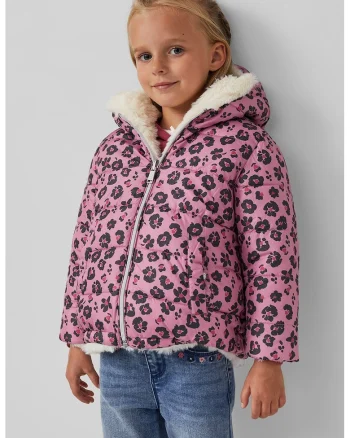 Geaca reversibila cu design floral, Alb fildes/Roz deschis/Gri antracit