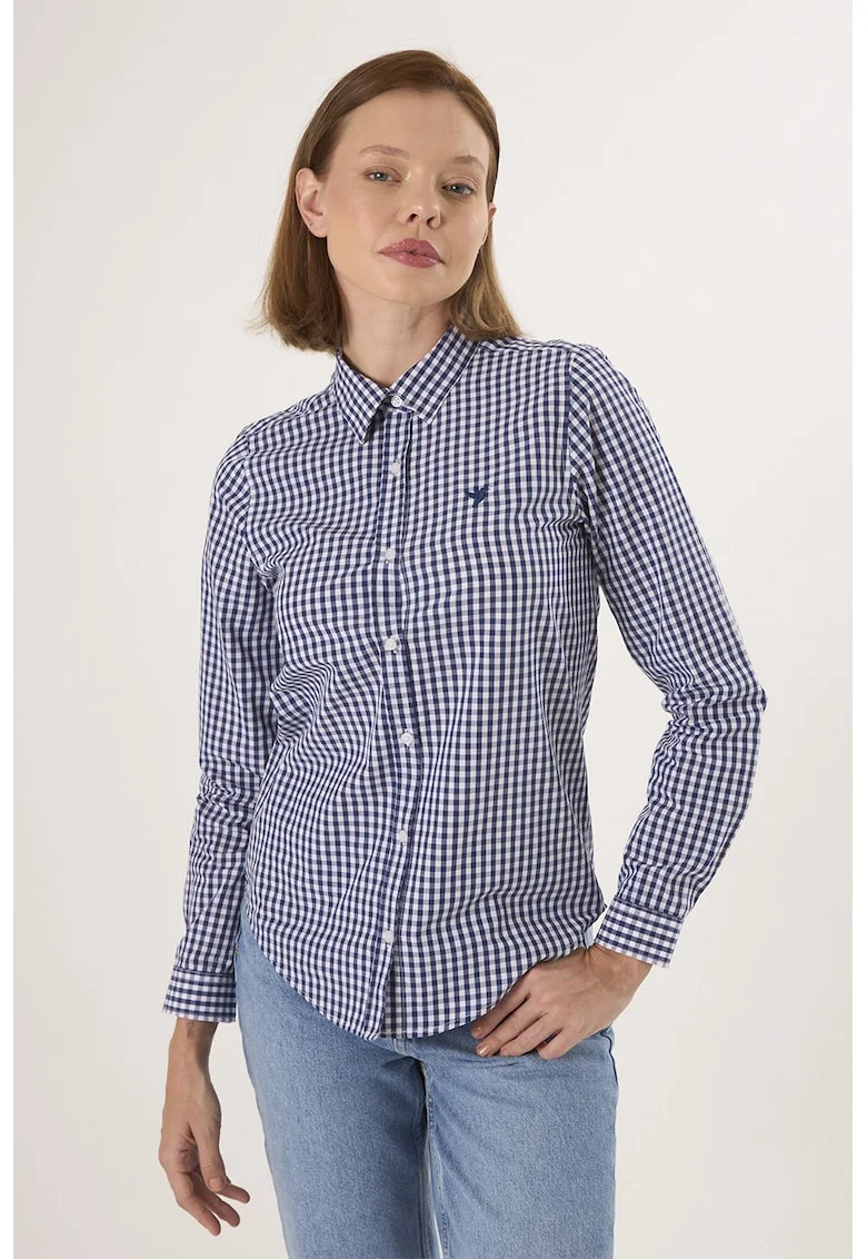 Camasa regular-fit cu model in carouri, Alb/Albastru indigo