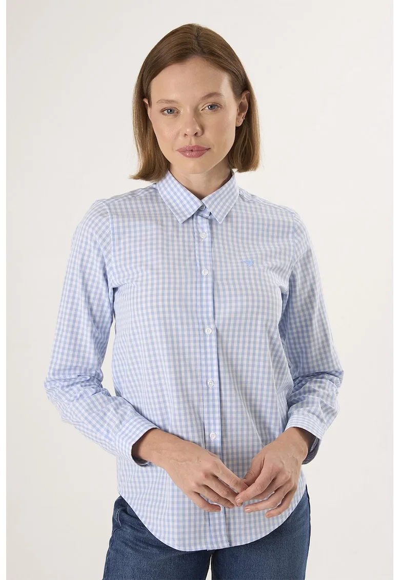 Camasa regular-fit cu model in carouri, Alb/Albastru deschis