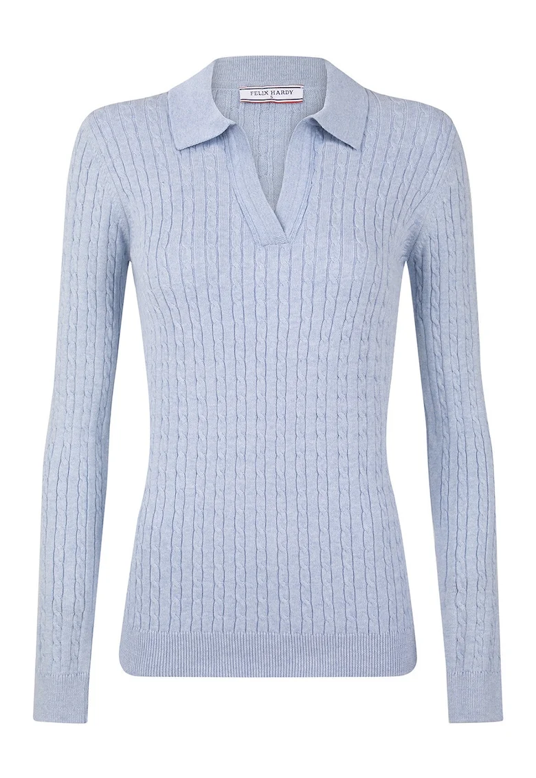 Pulover slim-fit cu model torsade, Albastru deschis