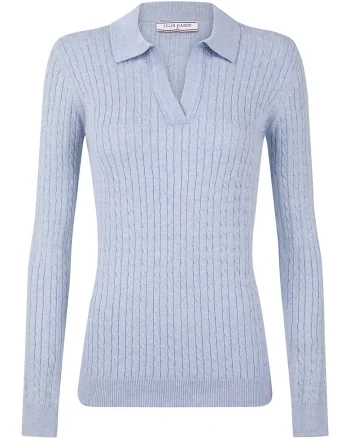 Pulover slim-fit cu model torsade, Albastru deschis