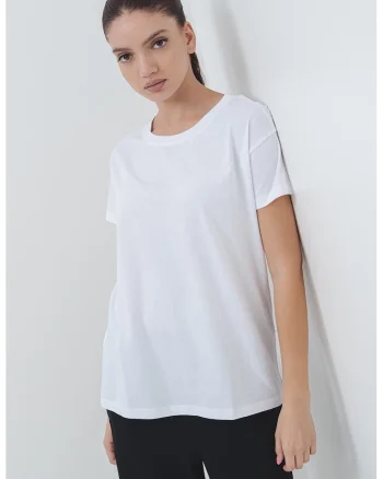 Tricou lejer din bumbac, Alb
