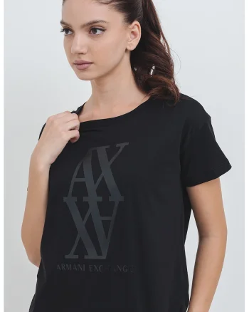 Tricou lejer cu decolteu rotund, Negru