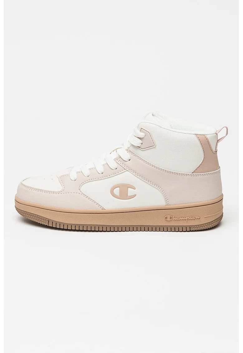 Pantofi sport mid-high din piele ecologica cu design colorblock Locker, Alb/Roz deschis