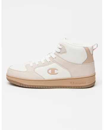 Pantofi sport mid-high din piele ecologica cu design colorblock Locker, Alb/Roz deschis