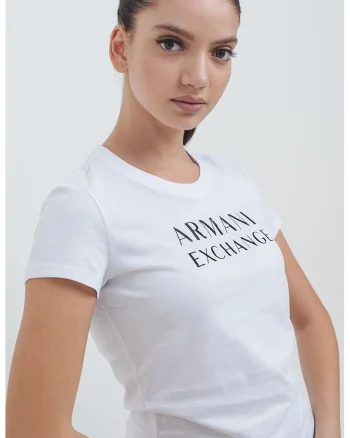 Tricou slim-fit cu decolteu la baza gatului si logo, Alb/Negru
