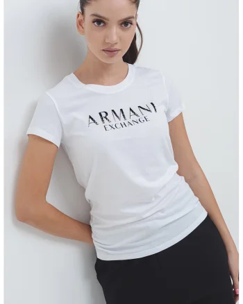 Tricou slim-fit cu imprimeu pe piept, Alb/Negru