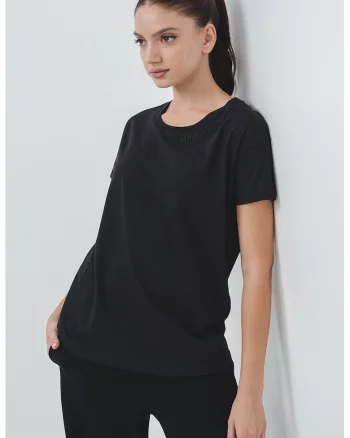 Tricou lejer din bumbac, Negru