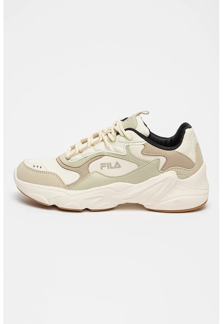 Pantofi sport cu garnituri din piele ecologica Collene CB, Alb/Gri cenusiu