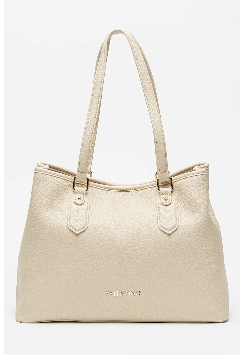 Geanta shopper de piele ecologica Brixton, Alb fildes