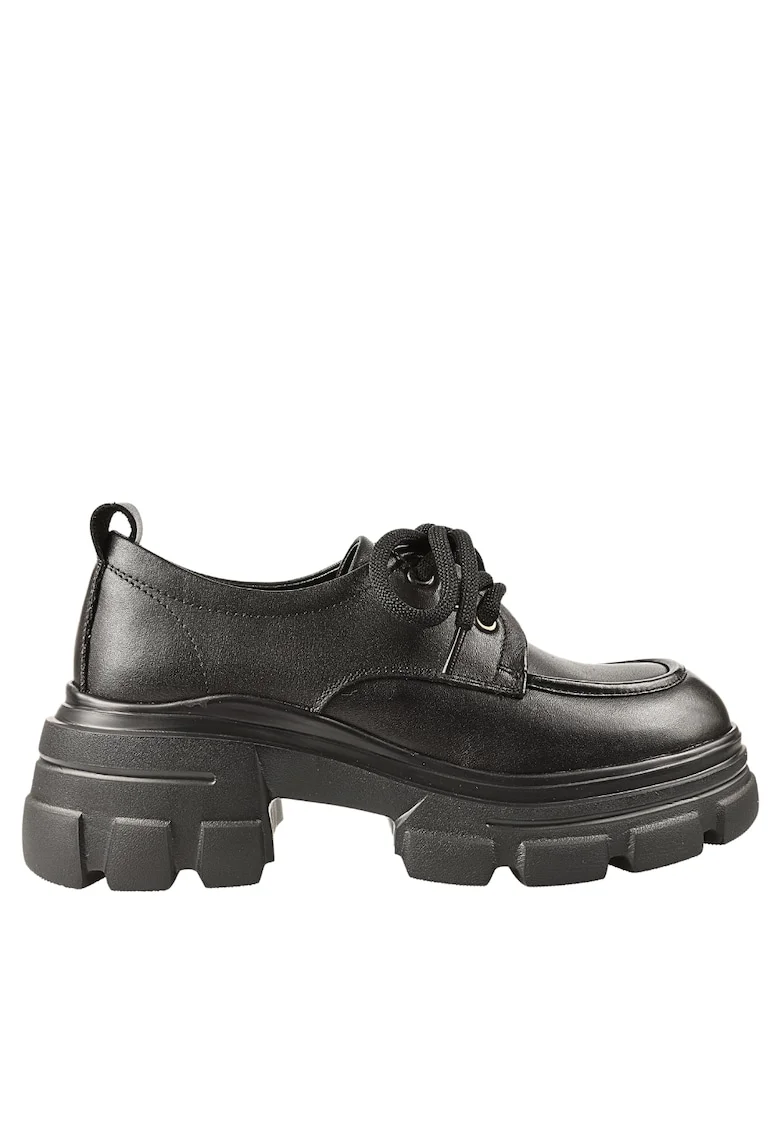 Pantofi casual, dama,  KM 1606 negru, piele naturala, Negru