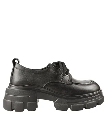 Pantofi casual, dama,  KM 1606 negru, piele naturala, Negru