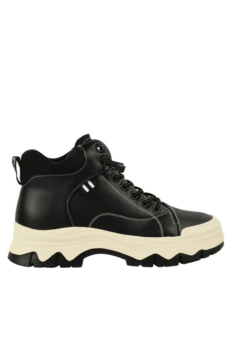 Ghete sport, dama,  XA70001A negru, piele naturala, Negru