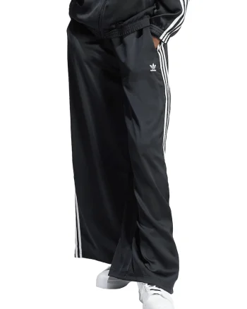 Pantaloni palazzo de trening cu talie inalta, Alb/Negru stins