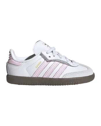 Pantofi sport din piele si piele intoarsa Samba OG, Alb/Gri deschis/Roz pal